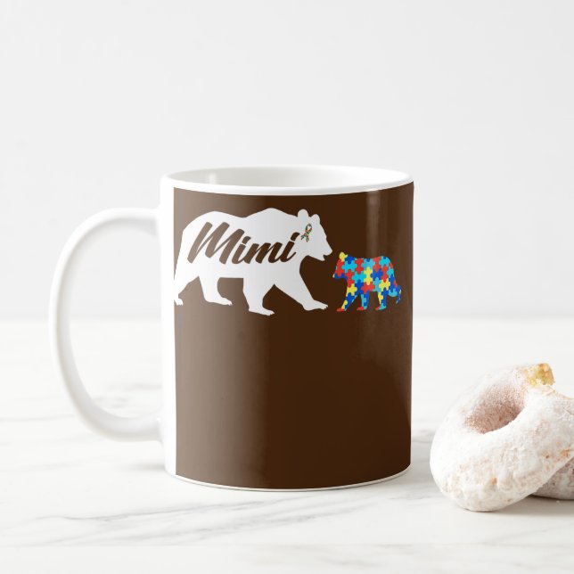 Mimi Bear Autistic Autism Awareness Autism Mum  Coffee Mug (With Donut)