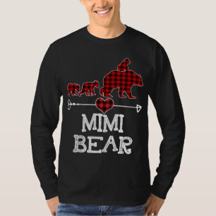 Mimi Bear Christmas Pajama Red Plaid Buffalo Famil T-Shirt