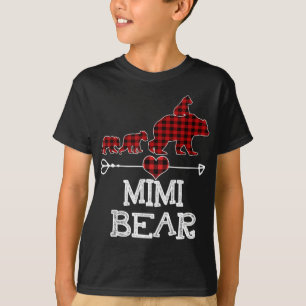 Mimi Bear Christmas Pajama Red Plaid Buffalo Famil T-Shirt