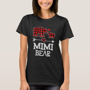 Mimi Bear Christmas Pajama Red Plaid Buffalo Famil T-Shirt