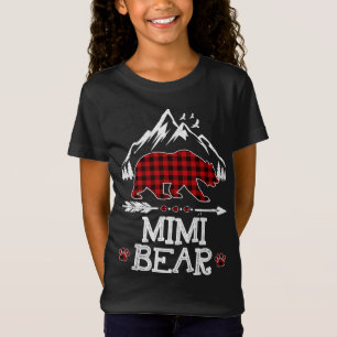 Mimi Bear Christmas Pajama Red Plaid Buffalo Famil T-Shirt