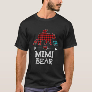 Mimi Bear Christmas Pajama Red Plaid Buffalo T-Shirt