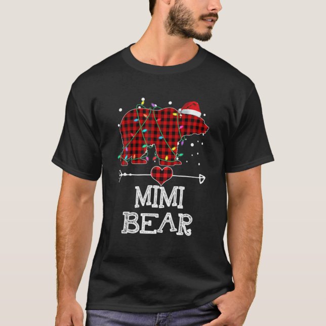 Mimi Bear , Red Buffalo Plaid Mimi Bear Pajama T-Shirt (Front)