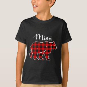 Mimi Bear Red Plaid Christmas Costume Matching Fam T-Shirt