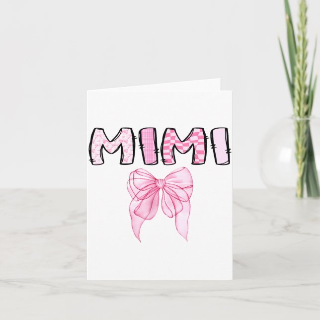 Mimi Birthday Girl Matching Coquette Nk Bow  Card (Front)