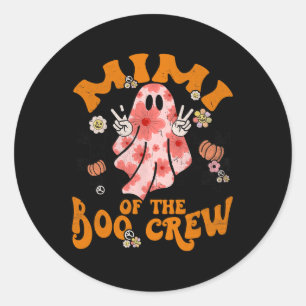 Mimi Boo Crew Groovy Matching Family Halloween Men Classic Round Sticker