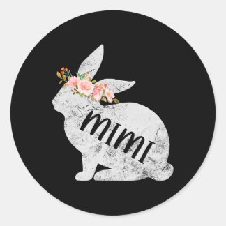 Mimi Bunny Matching Family Floral Bunny Rabbit Eas Classic Round Sticker