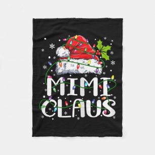 Mimi Claus Christmas Lights Pajama Family Matching Fleece Blanket