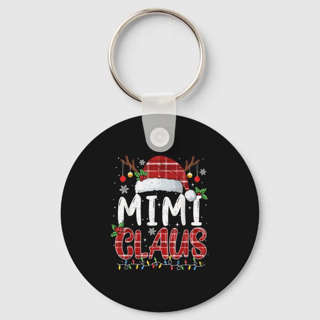 Mimi Claus Christmas Lights Pajama Family Matching Key Ring (Front)