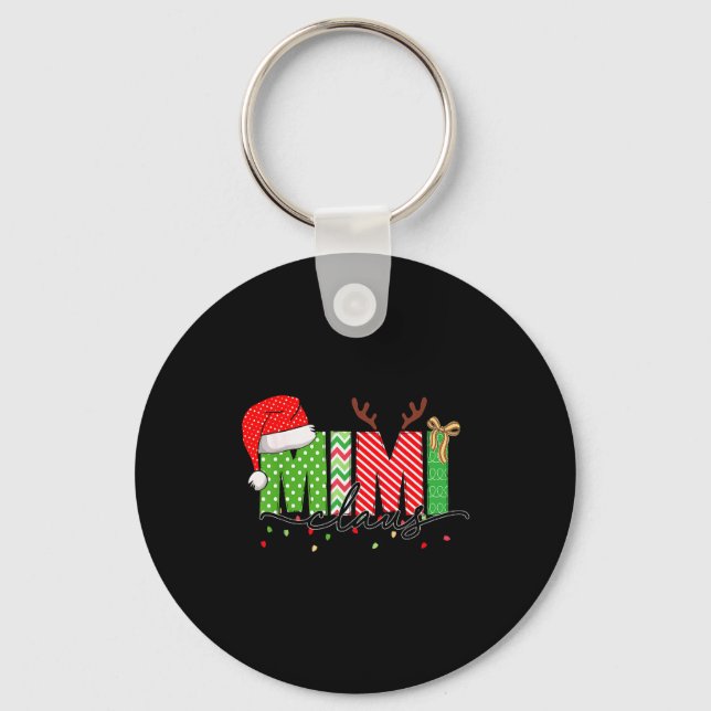 Mimi Claus Christmas Lights Pajama Family Matching Key Ring (Front)