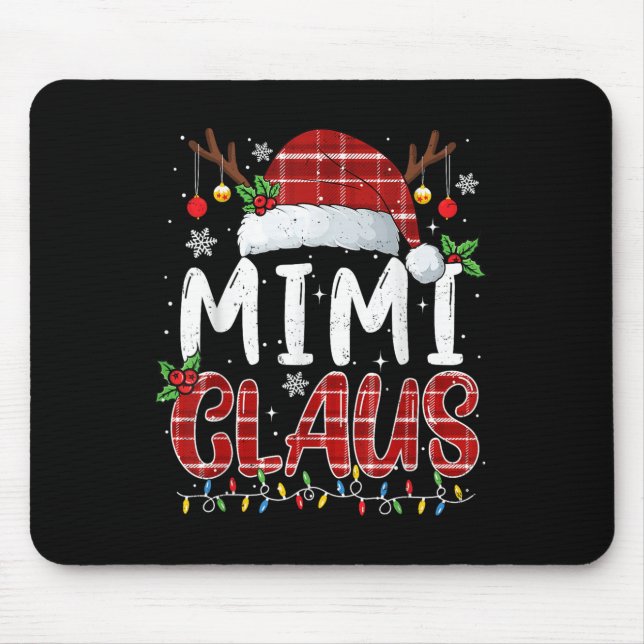 Mimi Claus Christmas Lights Pajama Family Matching Mouse Mat (Front)