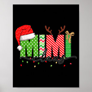 Mimi Claus Christmas Lights Pajama Family Matching Poster
