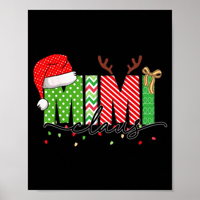 Mimi Claus Christmas Lights Pajama Family Matching Poster (Front)