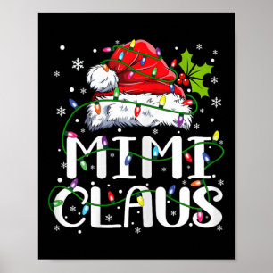 Mimi Claus Christmas Lights Pajama Family Matching Poster