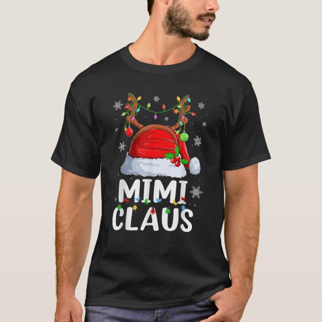 Mimi Claus Merry Christmas Santa Hat Grandma Xmas  T-Shirt (Front)