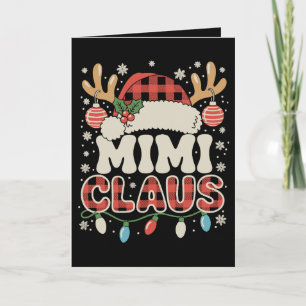 Mimi Claus Red Buffalo Plaid Christmas Lights Xmas Holiday Card