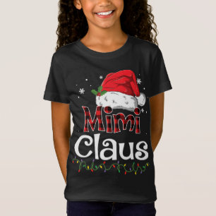 Mimi Claus Santa Hat Red Plaid Buffalo Christmas P T-Shirt