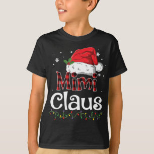 Mimi Claus Santa Hat Red Plaid Buffalo Christmas P T-Shirt