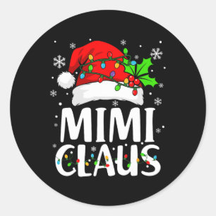 Mimi Claus Shirt Christmas Lights Pajama Family Ma Classic Round Sticker
