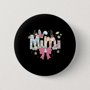 Mimi Easter Coquette Bow Happy Easter Bunny Rabbit 6 Cm Round Badge