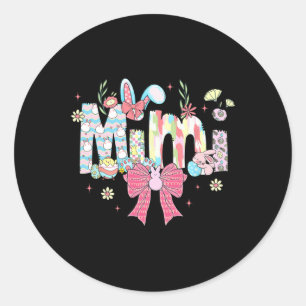 Mimi Easter Coquette Bow Happy Easter Bunny Rabbit Classic Round Sticker
