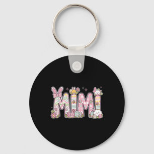 Mimi Easter Coquette Bow Happy Easter Bunny Rabbit Key Ring