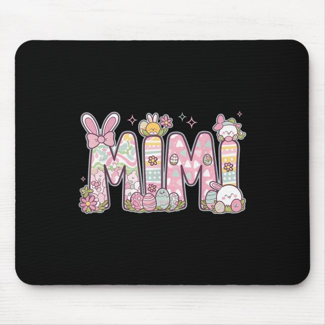 Mimi Easter Coquette Bow Happy Easter Bunny Rabbit Mouse Mat (Front)