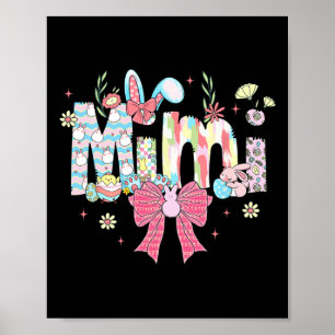 Mimi Easter Coquette Bow Happy Easter Bunny Rabbit Poster
