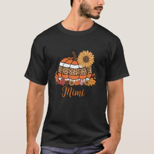Mimi Fall Autumn Leopard Pumpkin Sunflower Thanksg T-Shirt