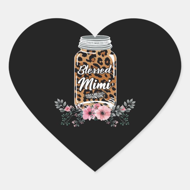 Mimi Gift | Blessed Mimi Flower Gift Mimi Lover Heart Sticker (Front)