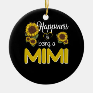 Mimi Gift   Happiness Is Being A MiMi Sunflower Ceramic Tree Decoration