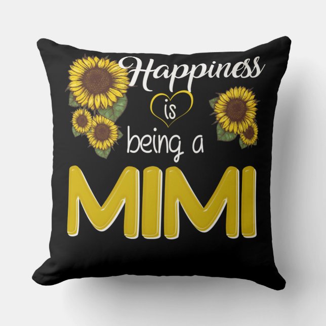 Mimi Gift | Happiness Is Being A MiMi Sunflower Cushion (Front)