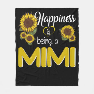 Mimi Gift   Happiness Is Being A MiMi Sunflower Fleece Blanket