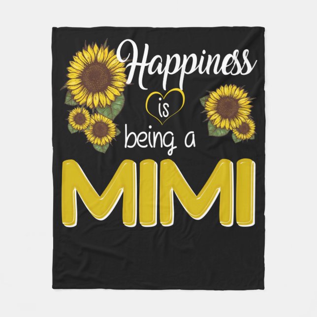Mimi Gift | Happiness Is Being A MiMi Sunflower Fleece Blanket (Front)