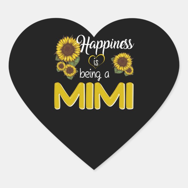 Mimi Gift | Happiness Is Being A MiMi Sunflower Heart Sticker (Front)