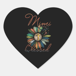 Mimi Gift   Mimi Blessed Flower Colourful Heart Sticker