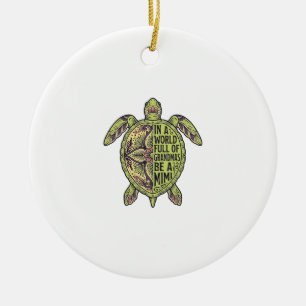 Mimi Grandma Sea Turtle Vintage Floral Shirt Desig Ceramic Tree Decoration