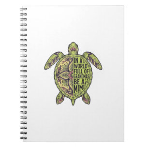 Mimi Grandma Sea Turtle Vintage Floral Shirt Desig Notebook