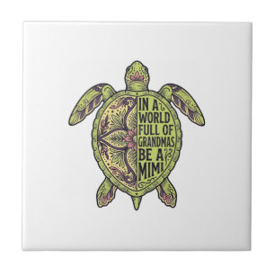 Mimi Grandma Sea Turtle Vintage Floral Shirt Desig Tile