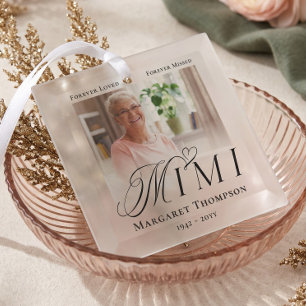 Mimi In Loving Memory Memorial Photo Keepsake Glass Tree Decoration