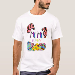 Mimi Leopard Bunny Rabbit Ears Happy Easter Day T-Shirt