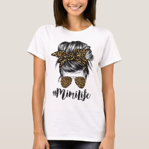 Mimi Life Hair Bandanna Glasses Leopard Print Moth T-Shirt