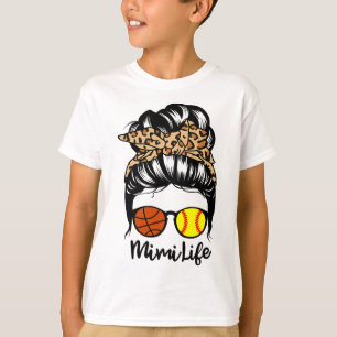 Mimi Life Messy Bun Hair Funny Softll Sketll Mimi T-Shirt