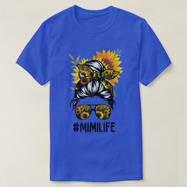 Mimi Life Messy Hair Bun Sunflower Women Mother's  T-Shirt (Design Front)