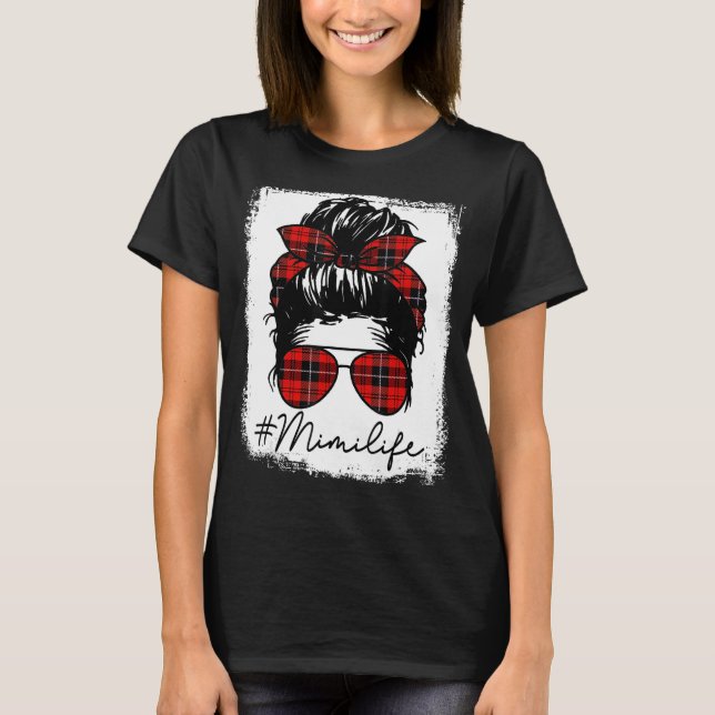 Mimi Life Shirts For Women Red Plaid Bandanna Mess (Front)