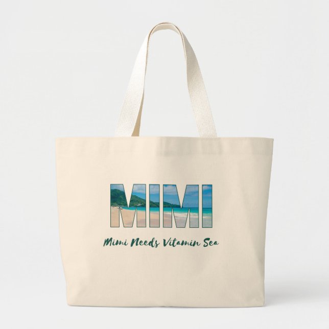 “Mimi Needs Vitamin Sea” Beach-Themed Tote Bag (Front)
