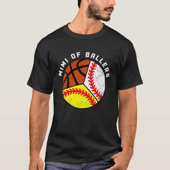 Mimi Of Ballers Baseball Softball Basketball Mimi T-Shirt (Front)
