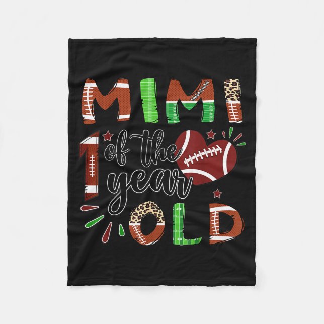 Mimi Of The 1 Year Old Football 1st Birthday Boy  Fleece Blanket (Front)