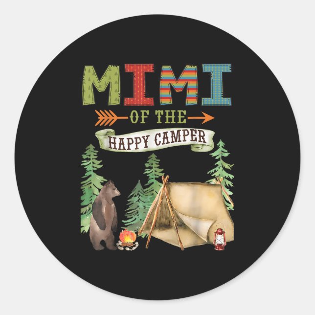 Mimi Of The Happy Camper First Birthday Camng  Classic Round Sticker (Front)