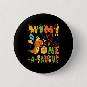 Mimi of the one-a-saurus 1st birthday dinosaur 6 cm round badge